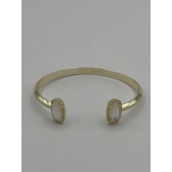 Kendra Scott Elton Cuff Gold and White Opal Bracelet Adjustable - Picture 1 of 2